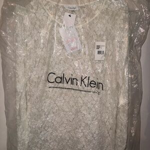 Calvin Klein Eggshell Lace Long Sleeve Top
